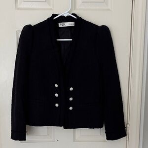 Black textured blazer jacket